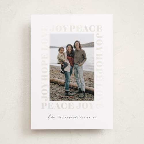 This is a snowball gloss press holiday cards with gloss press by Erica Krystek called subtle surround printing on recycled smooth signature in standard