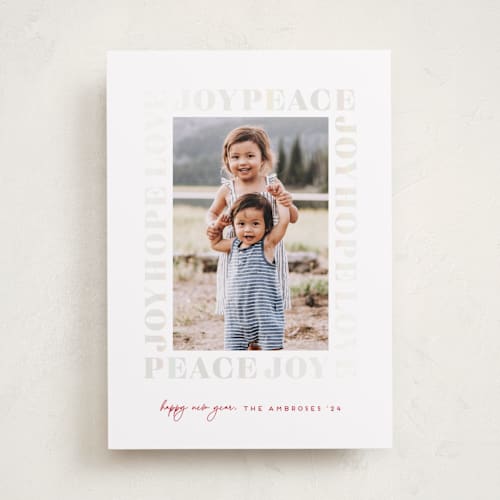This is a pomegrenate gloss press holiday cards with gloss press by Erica Krystek called subtle surround printing on recycled smooth signature in standard