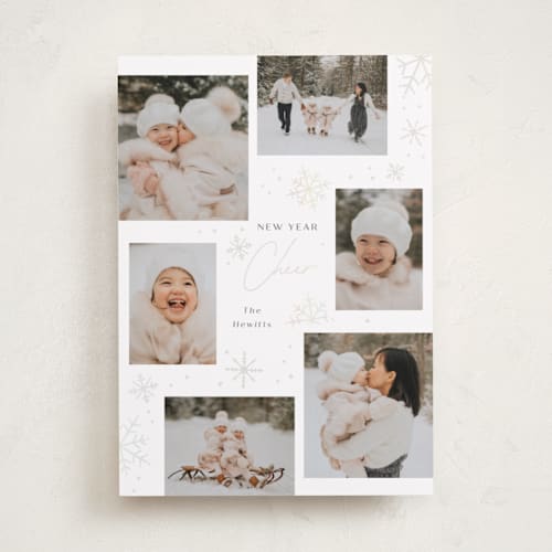 This is a snow gloss press holiday cards with gloss press by Rebecca Durflinger called snowflake flurry printing on recycled smooth signature in standard