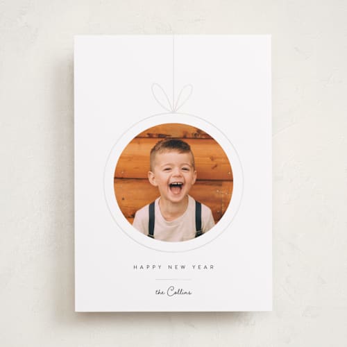 This is a snow gloss press holiday cards with gloss press by Yuliya Evseeva called christmas toy printing on recycled smooth signature in standard
