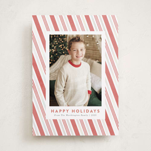 This is a peppermint stick gloss press holiday cards with gloss press by Meggy Masters called peppermint stripe printing on recycled smooth signature in standard