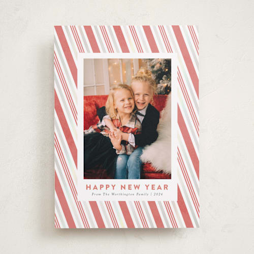 This is a peppermint stick gloss press holiday cards with gloss press by Meggy Masters called peppermint stripe printing on recycled smooth signature in standard