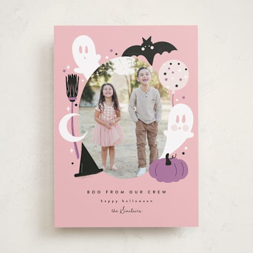This is a candy halloween party invitations cards by Corinne Malesic called little boo printing on recycled smooth signature in standard