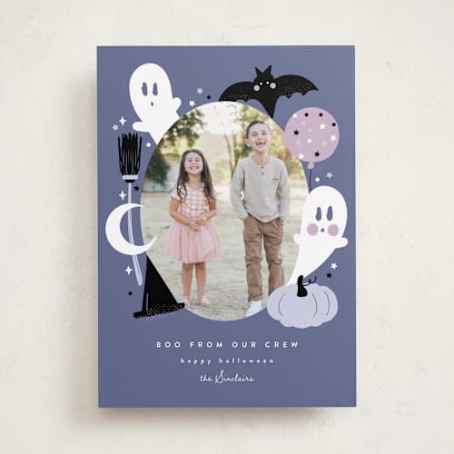 This is a blue moon halloween party invitations cards by Corinne Malesic called little boo printing on recycled smooth signature in standard