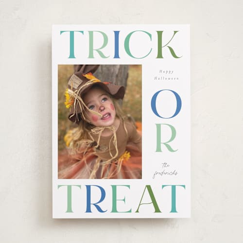 This is a sea monster halloween party invitations cards by Jackie Crawford called bold trick or treat printing on recycled smooth signature in standard