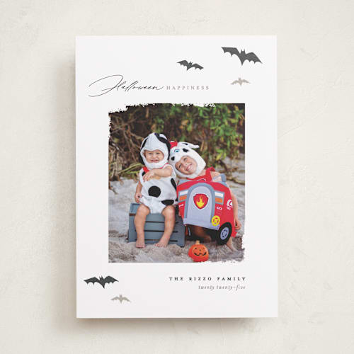 This is a licorice halloween party invitations cards with standard by Pixel and Hank called halloween happiness printing on recycled smooth signature in standard