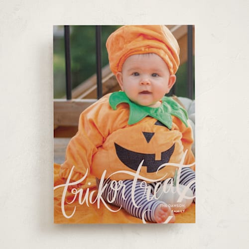 This is a caramel halloween party invitations cards by Pixel and Hank called good times printing on recycled smooth signature in standard