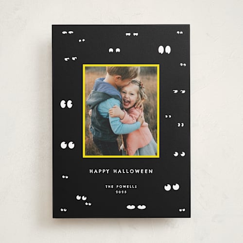 This is a darkness halloween party invitations cards with standard by Sumak Studio called very scary eyes printing on recycled smooth signature in standard