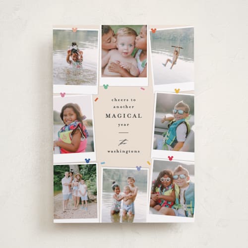 This is a rainbow new year photo cards with standard by Creo Study called disney's mickey magical and cheerful printing on recycled smooth signature in standard