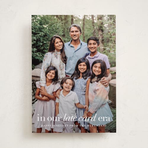 This is a cloud new year photo cards with standard by Sara Hicks Malone called late card era printing on recycled smooth signature in standard