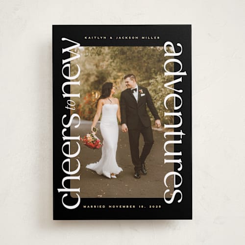 This is a night new year photo cards with standard by Owl and Toad called cheers to new printing on recycled smooth signature in standard