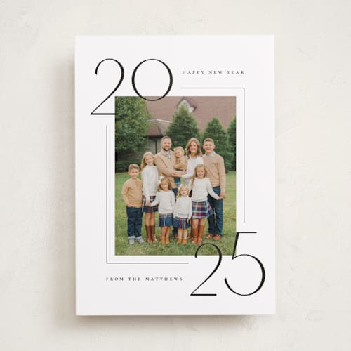 This is a snow new year photo cards with standard by Amy Kross called across printing on recycled smooth signature in standard