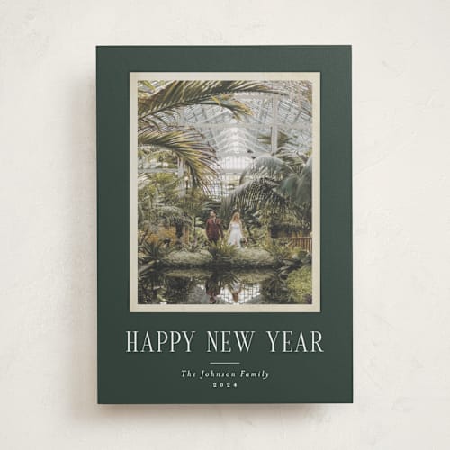 This is a pine new year photo cards with standard by Joanna Griffin called vintage minimalist printing on recycled smooth signature in standard