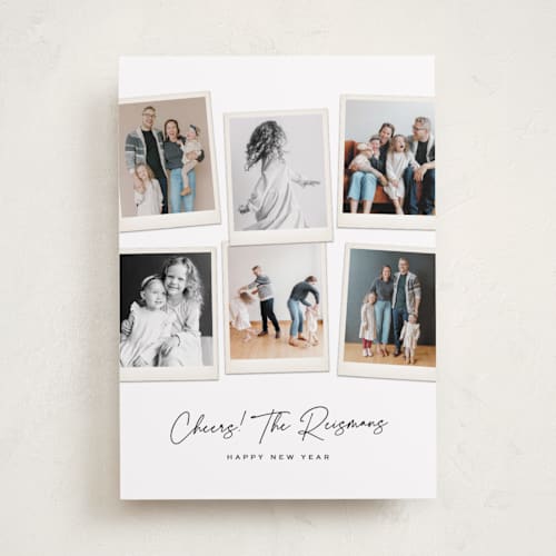 This is a snowflake new year photo cards with standard by Hooray Creative called six snapshots printing on recycled smooth signature in standard