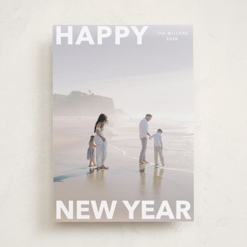 This is a cloud new year photo cards with standard by Angela Thompson called modern type printing on recycled smooth signature in standard
