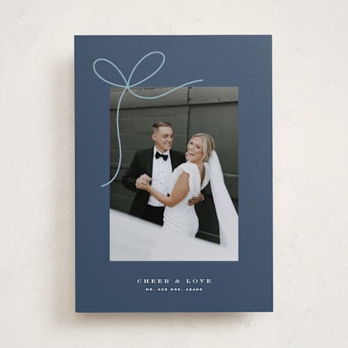 This is a blue spruce new year photo cards with standard by Yuliya Evseeva called little bow printing on recycled smooth signature in standard