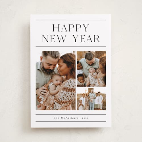 This is a cotton new year photo cards with standard by Stacey Meacham called newsletter printing on recycled smooth signature in standard