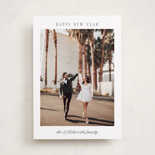 This is a snow new year photo cards with standard by Nicole Walsh called momento printing on recycled smooth signature in standard