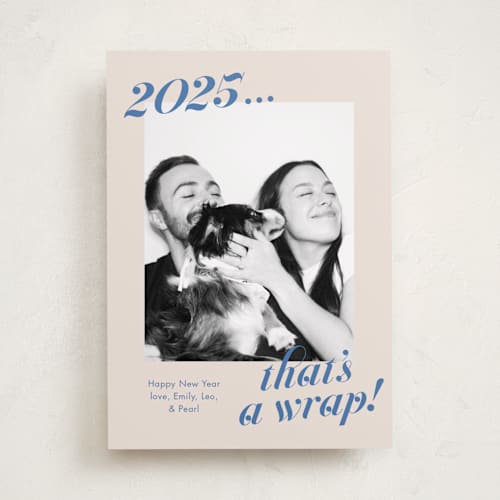 This is a lake new year photo cards with standard by Megan Davis called wrapped up printing on recycled smooth signature in standard