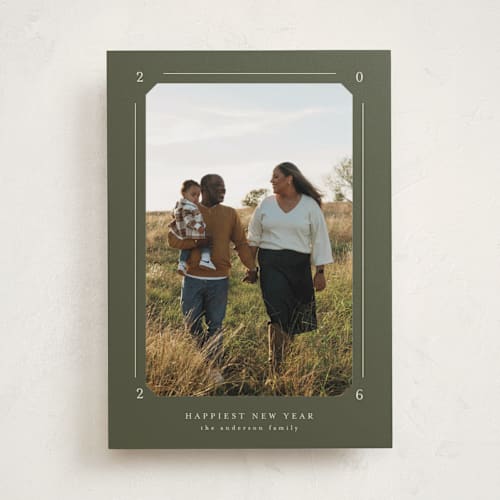 This is a fern new year photo cards with standard by Claudia Orengo called photo album printing on recycled smooth signature in standard