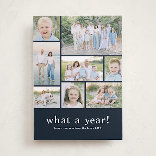 This is a lake new year photo cards with standard by Stacey Meacham called at a glance printing on recycled smooth signature in standard