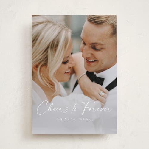 This is a snow new year photo cards with standard by Ella Weaver called forever printing on recycled smooth signature in standard
