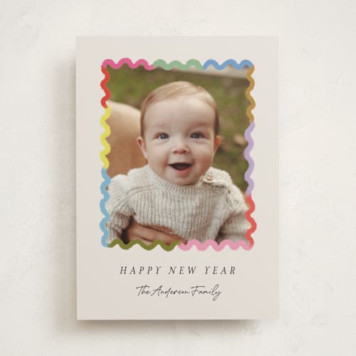 This is a jubilee new year photo cards with standard by Kercia Jane called colorful beginnings printing on recycled smooth signature in standard