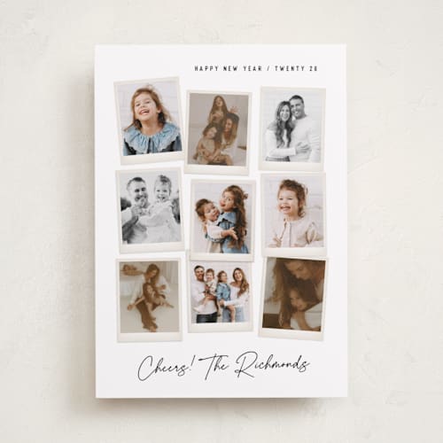This is a snow new year photo cards with standard by Hooray Creative called nine snapshots printing on recycled smooth signature in standard