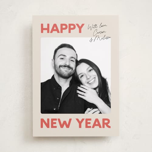 This is a candy cane new year photo cards with standard by Carmia Jordaan called big and bold printing on recycled smooth signature in standard