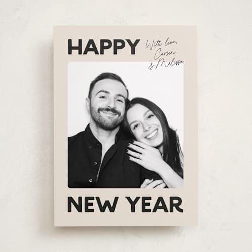 This is a ink new year photo cards with standard by Carmia Jordaan called big and bold printing on recycled smooth signature in standard