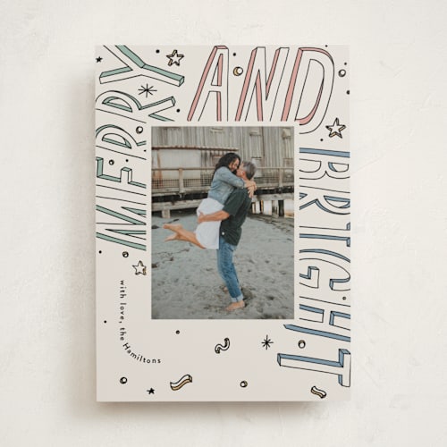 This is a pastel new year photo cards with standard by letterfix called all fun printing on recycled smooth signature in standard