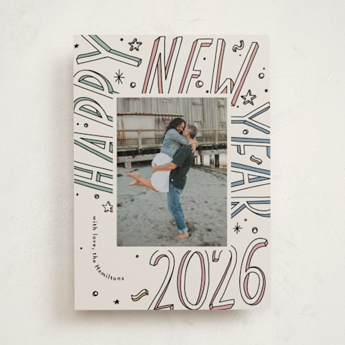 This is a pastel new year photo cards with standard by letterfix called all fun printing on recycled smooth signature in standard