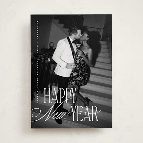 This is a twinkle new year photo cards with standard by Pixel and Hank called last printing on recycled smooth signature in standard