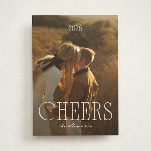 This is a vanilla new year photo cards with standard by Blustery August called chronicle printing on recycled smooth signature in standard