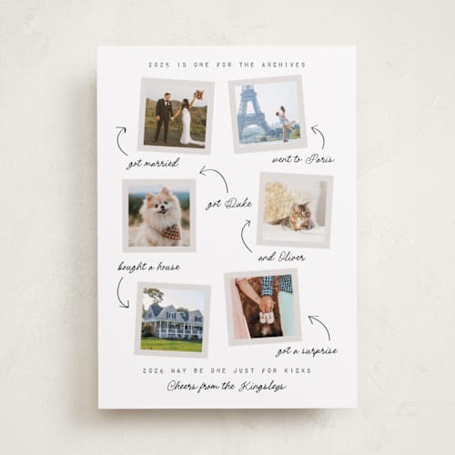 This is a snow new year photo cards with standard by Heather Schertzer called for the archives printing on recycled smooth signature in standard