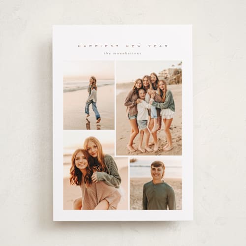 This is a snow new year photo cards with standard by chocomocacino called xerotiri printing on recycled smooth signature in standard