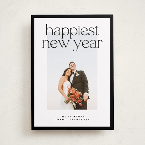This is a charcoal new year photo cards with standard by JoAnn Jinks called simple border printing on recycled smooth signature in standard