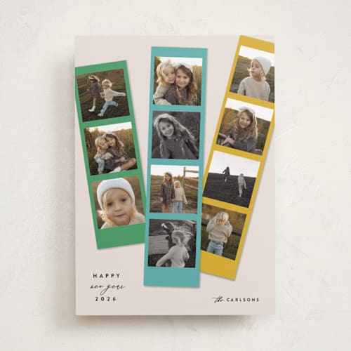 This is a green apple new year photo cards with standard by Maria Alou called candy snaps printing on recycled smooth signature in standard