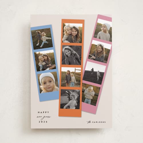 This is a grapefruit new year photo cards with standard by Maria Alou called candy snaps printing on recycled smooth signature in standard