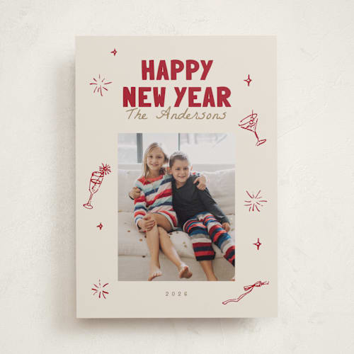 This is a wine new year photo cards with standard by Cass Loh called pop & sparkle printing on recycled smooth signature in standard