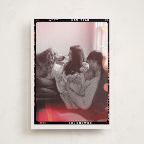 This is a mist new year photo cards with standard by Lissabeth Anglin called portra printing on recycled smooth signature in standard