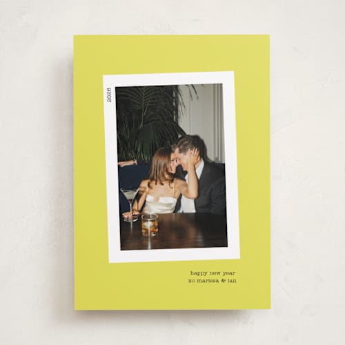 This is a lemon new year photo cards with standard by Kristen Knechtel called bold neon printing on recycled smooth signature in standard