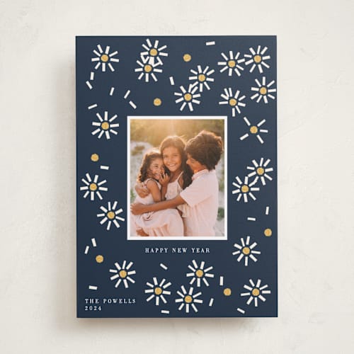 This is a evening new year photo cards with standard by Sumak Studio called sunny daisies printing on recycled smooth signature in standard
