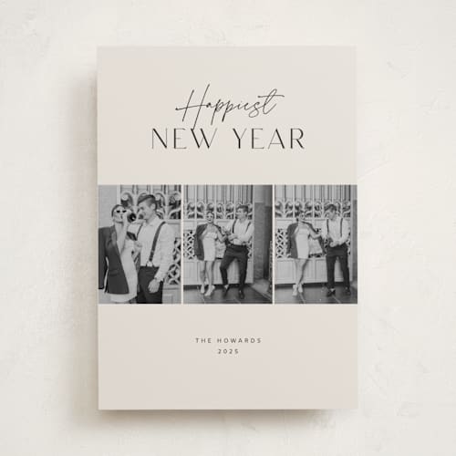 This is a champagne new year photo cards with standard by Yaling Hou Suzuki called montage printing on recycled smooth signature in standard