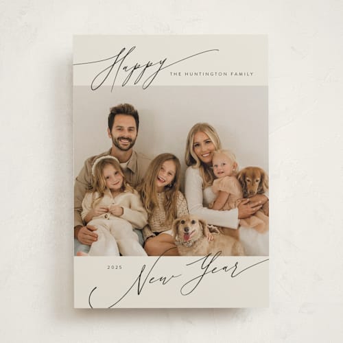 This is a ecru new year photo cards with standard by Nicoletta Savod called classical printing on recycled smooth signature in standard