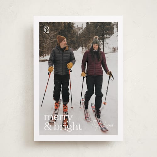 This is a snow new year photo cards with standard by Olivia Williams called thin border printing on recycled smooth signature in standard