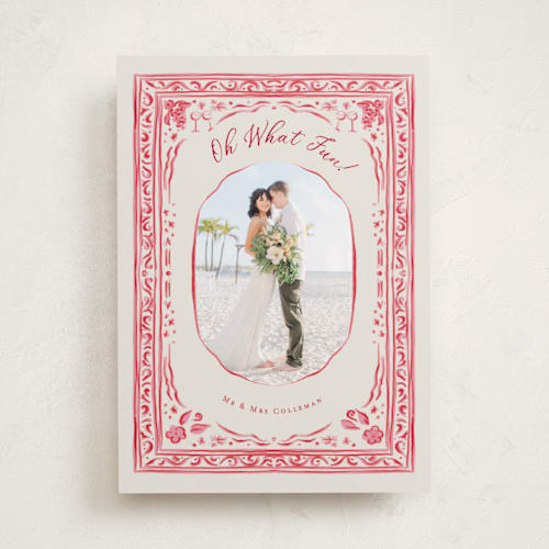 This is a peppermint new year photo cards with standard by Lucrecia Caporale called cheerful frame printing on recycled smooth signature in standard