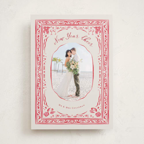 This is a peppermint new year photo cards with standard by Lucrecia Caporale called cheerful frame printing on recycled smooth signature in standard