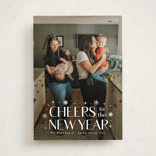 This is a alabaster new year photo cards with standard by Susan Asbill called effervescent printing on recycled smooth signature in standard