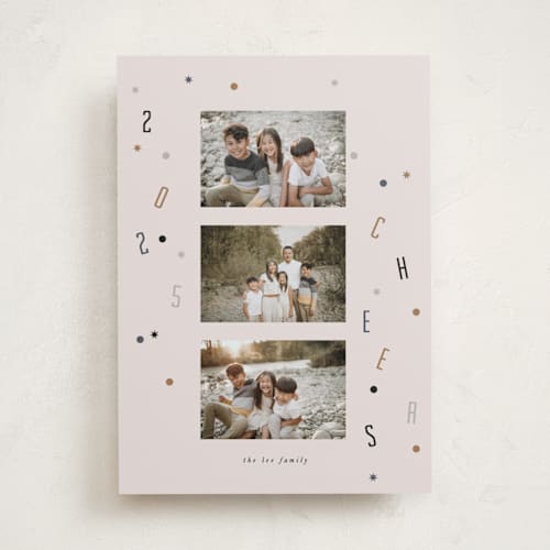 This is a latte new year photo cards with standard by Corinne Malesic called letter confetti printing on recycled smooth signature in standard
